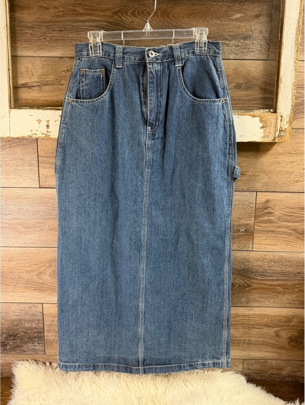 Route 66 Women’s 9/10 Denim Cargo Maxi Skirt Carpenter Pockets NWT Old Stock